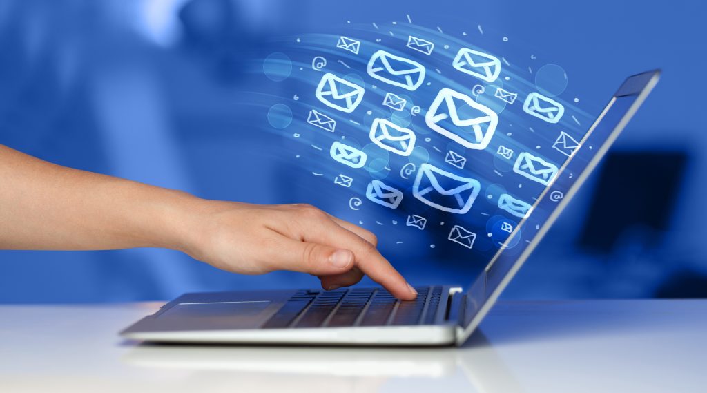 Concept of sending e-mails from your computer