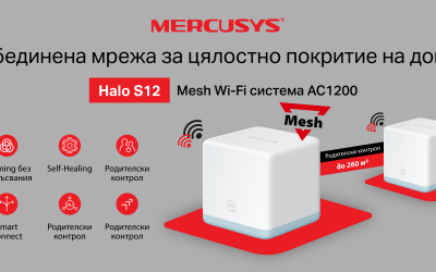 Mercusys® пуска в България първата си Whole Home Mesh Wi-Fi система AC1200, Halo S12 за пълно покритие на целия дом