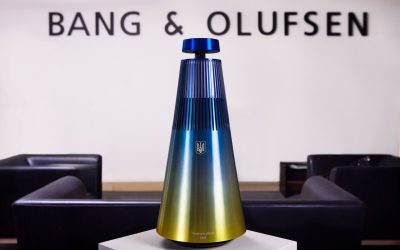 Oзвучителни тела Bang & Olufsen в цветовете на украинския флаг